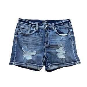Judy Blue Womens Denim Shorts Distressed Jeans Cut-Offs Stretch Blue - S…